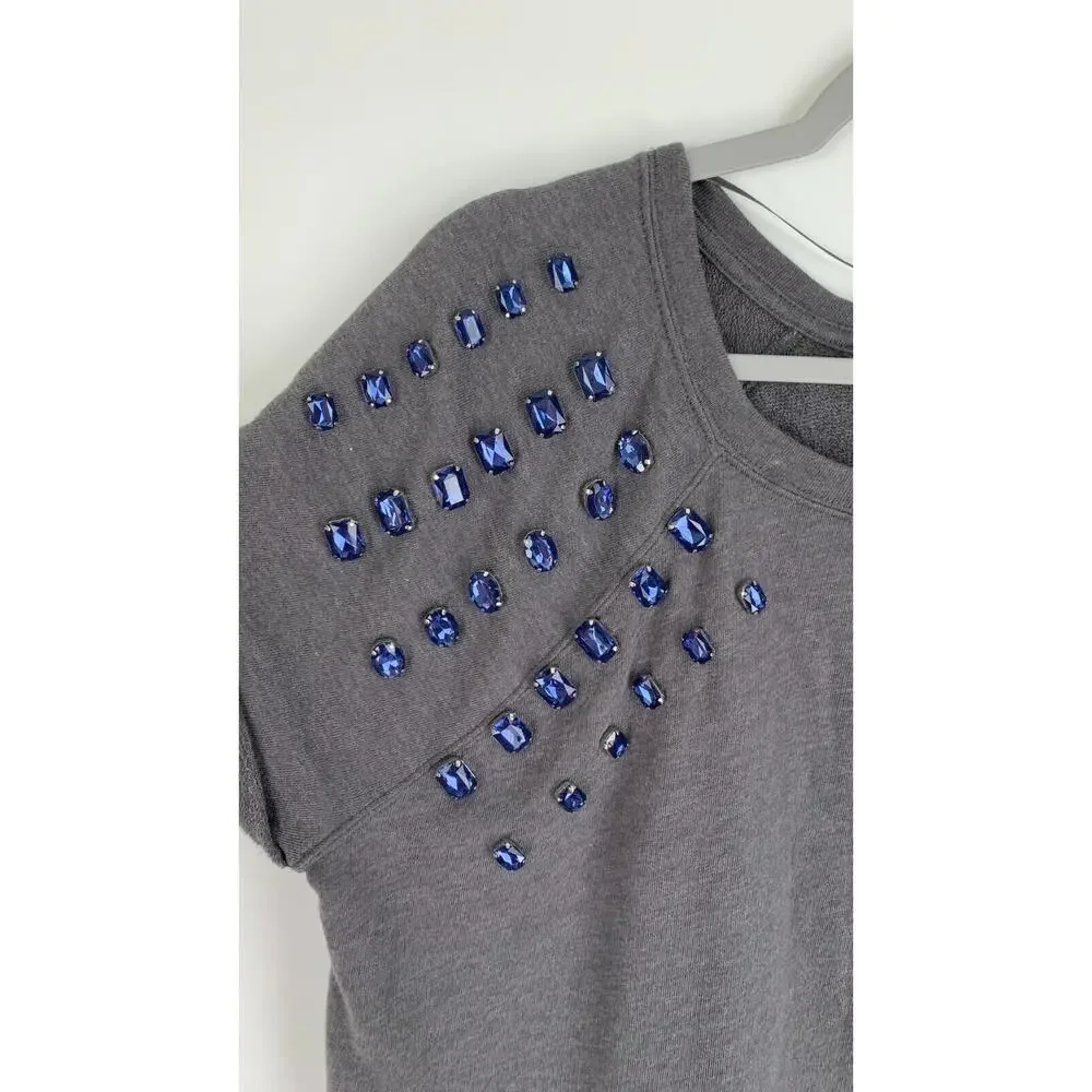 Juicy Couture Women's Vintage Charm Sweater Knitted Short Sleeve Gray Size XL
